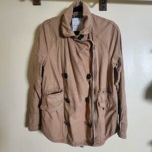 Anthropology Free People Khaki Double Breasted Asymmetrical Zipper Jacket